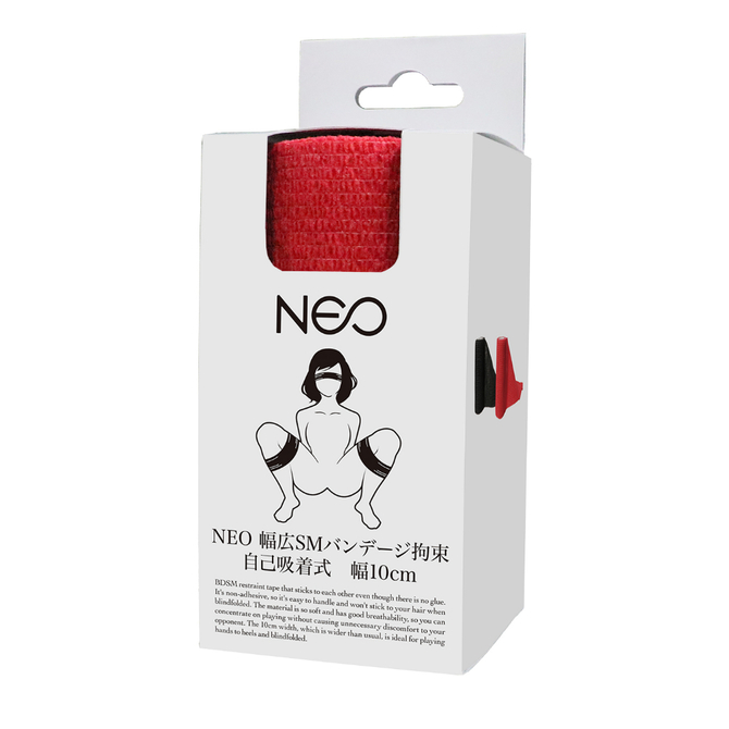 NEO|寬幅SM拘束膠帶 自己吸着式 寬 10公分 紅